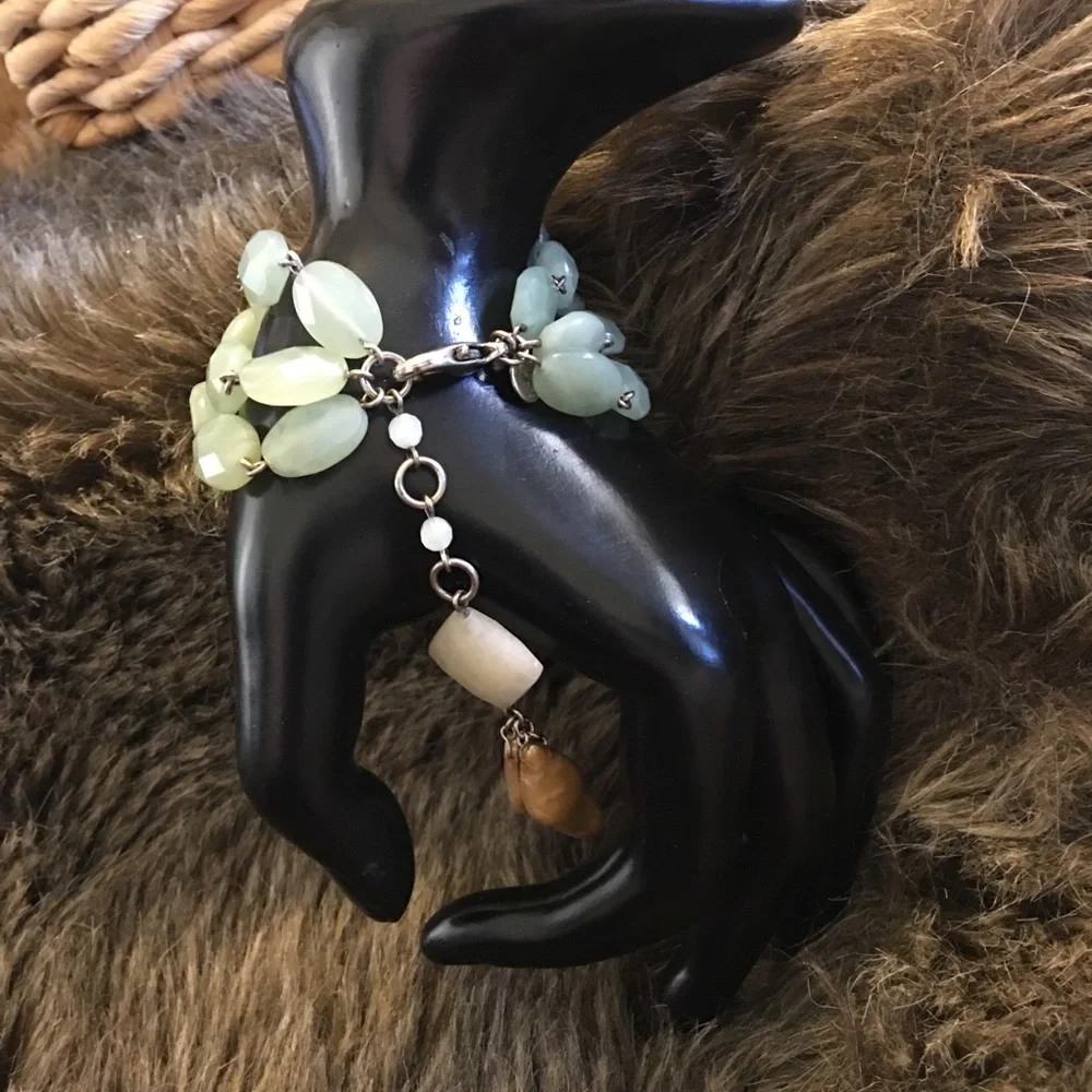 David Aubrey 3 strand green aventurine bracelet